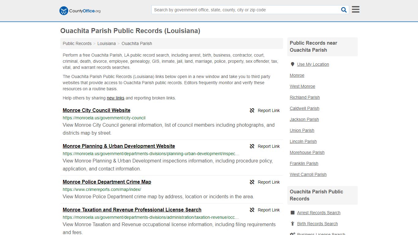 Public Records - Ouachita Parish, LA (Business, Criminal, GIS, Property ...